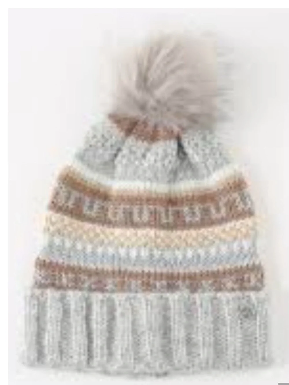 TED BAKER LONDON WOMEN'S FAIR ISLE KNIT GREY BEANIE